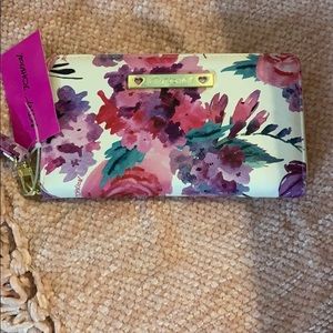 Betsey Johnson watercolor flowered wristlet wallet